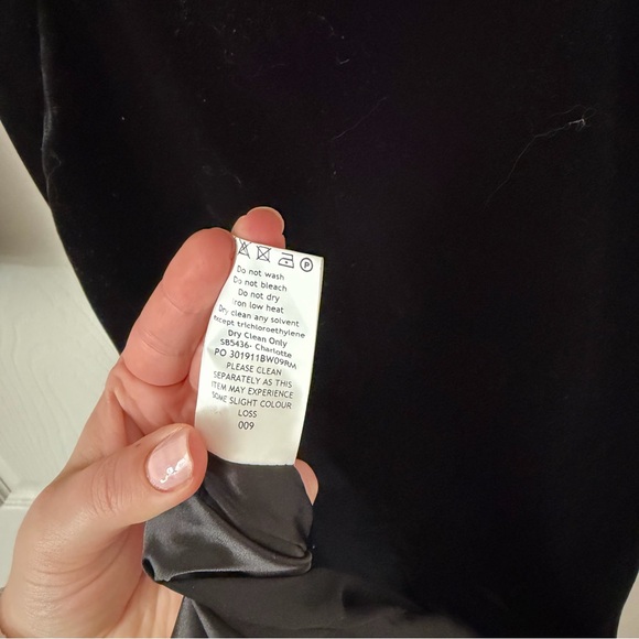 House of CB Charlotte black velvet deep plunge maxi dress sz small evening sexy - Picture 8 of 10